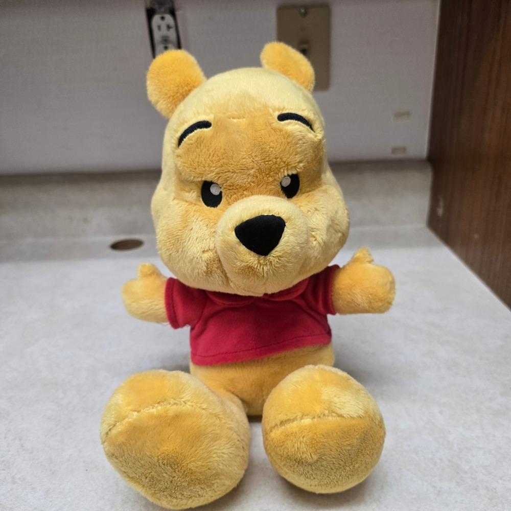 Disney Winnie the Pooh Plush Stuffed Animal Yellow Bear Red Shirt 11 inch